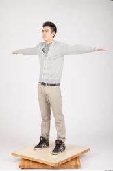 Whole Body Man T poses Asian Casual Slim Studio photo references